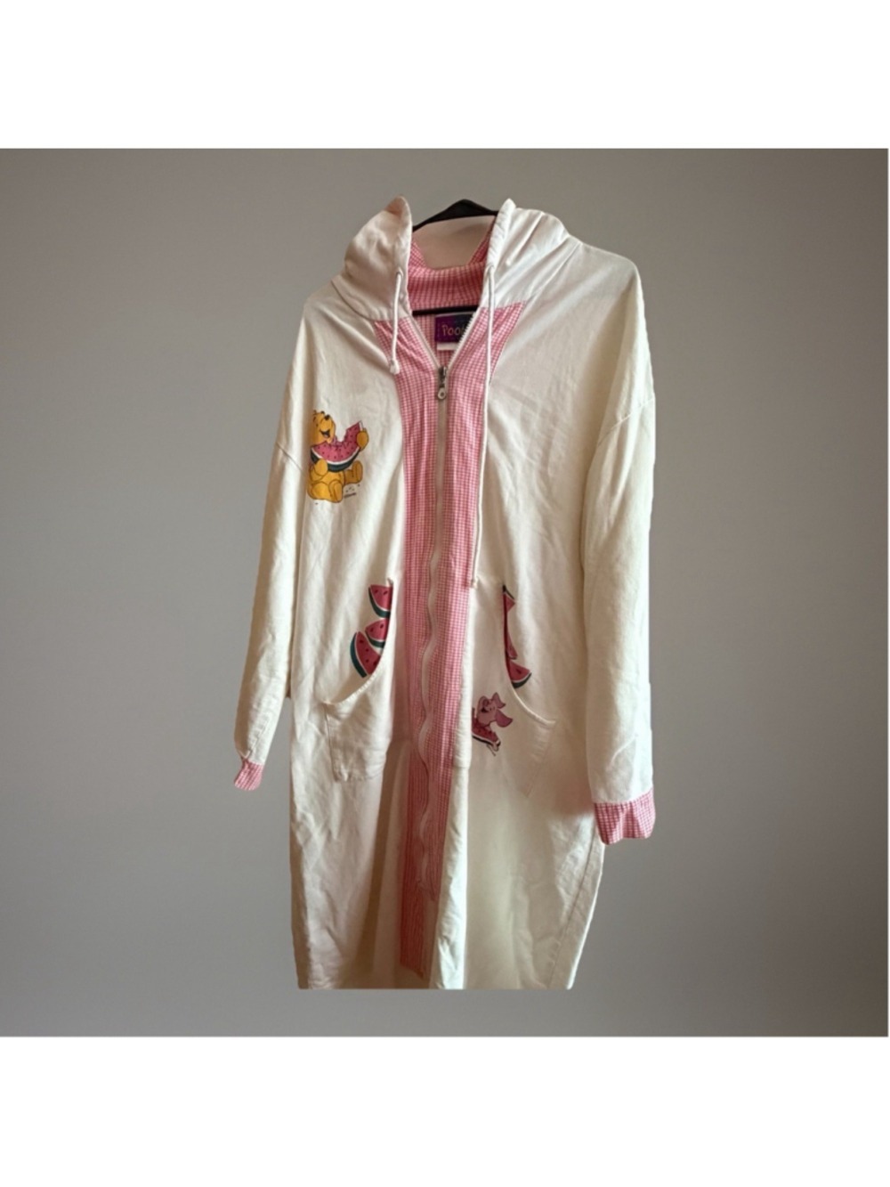 Vintage 90s Disney Winnie the Pooh Watermelon Zip Lounge Robe - Size M - Picture 2 of 14